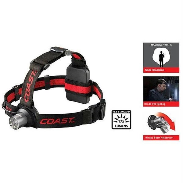 Coast Coast HL5 Headlamp  3 AAA Batteries  175 Lumens CT-19351